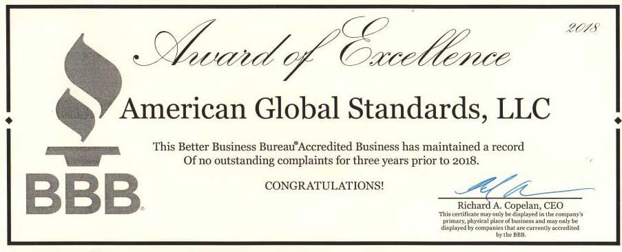 BBB award of excellence