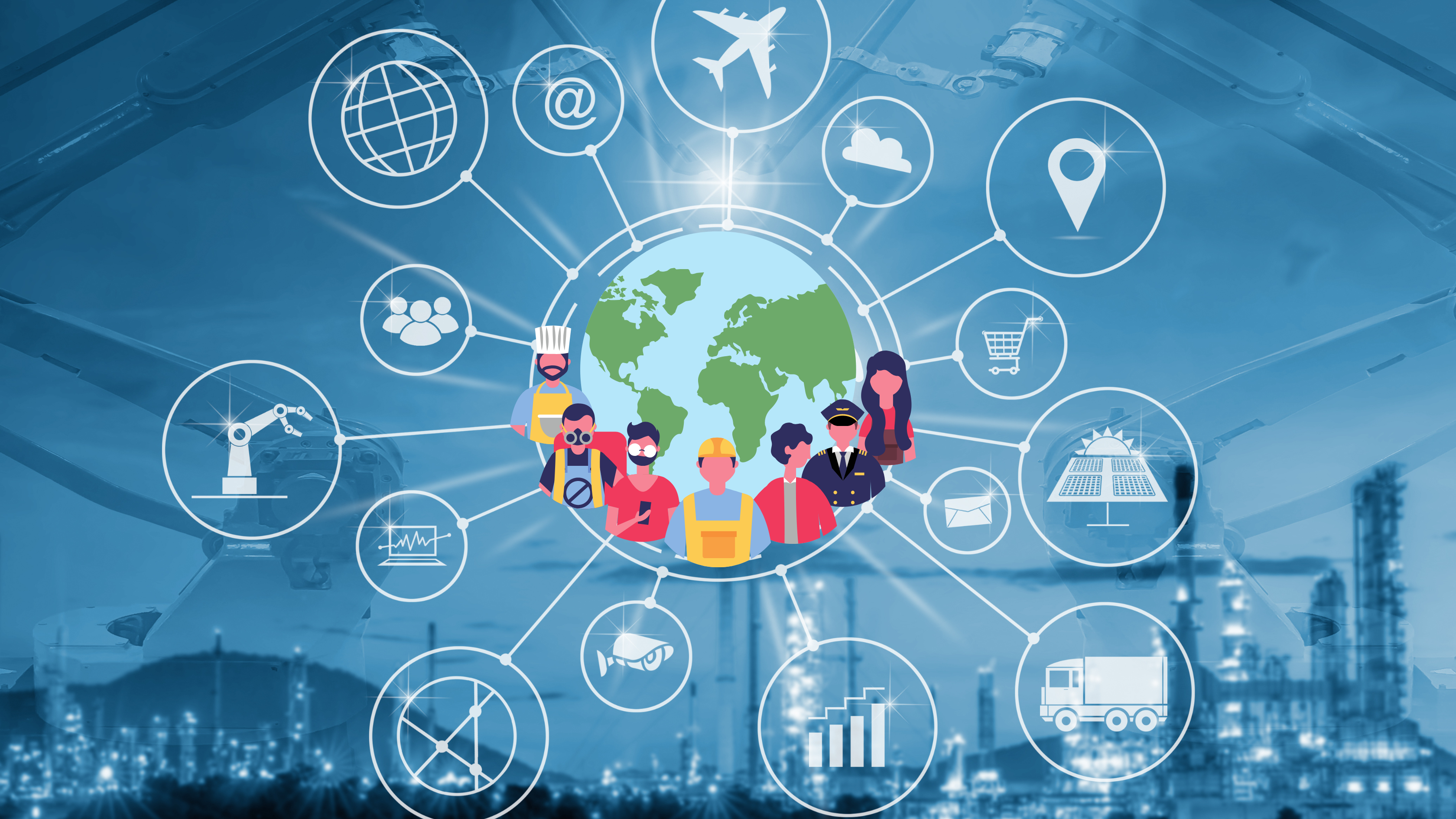 graphic alluding to global markets and industries